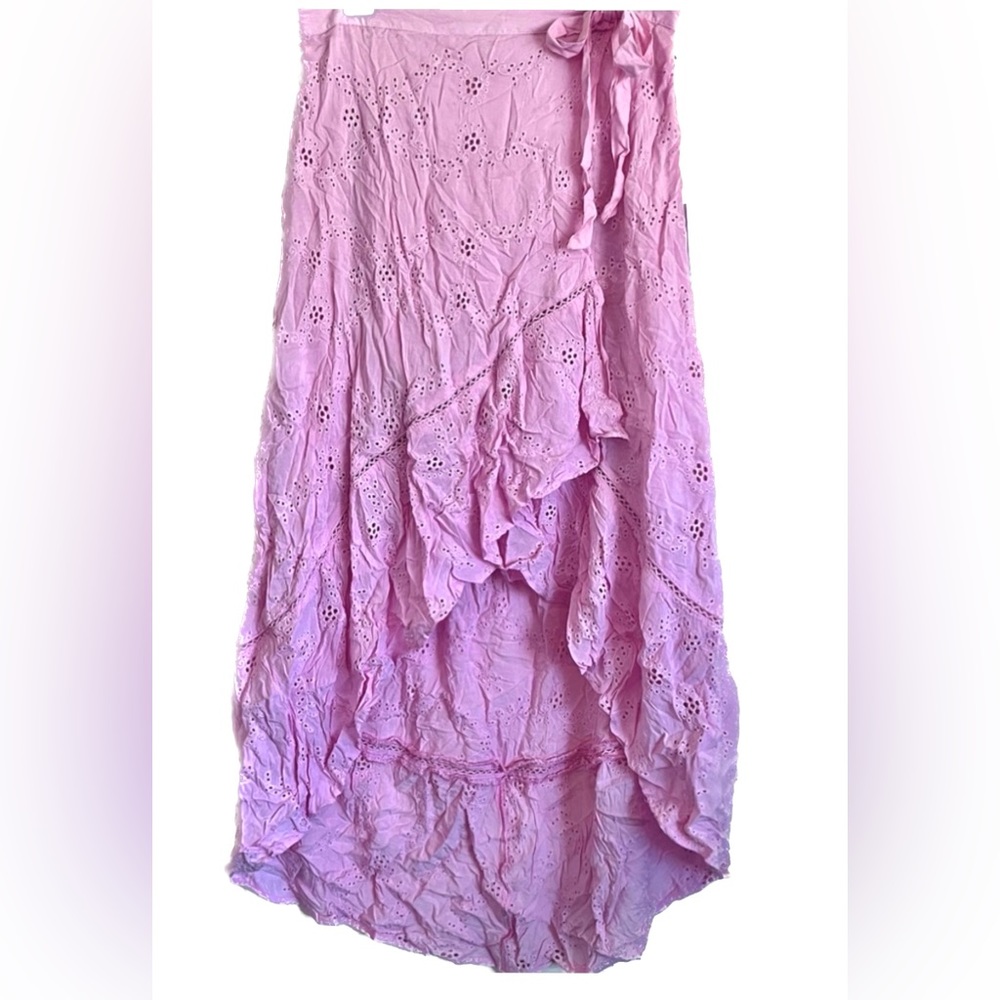 🆕Young Fabulous & Broke Elena Faux Wrap High-low Eyelet Skirt size Large - Picture 8 of 16